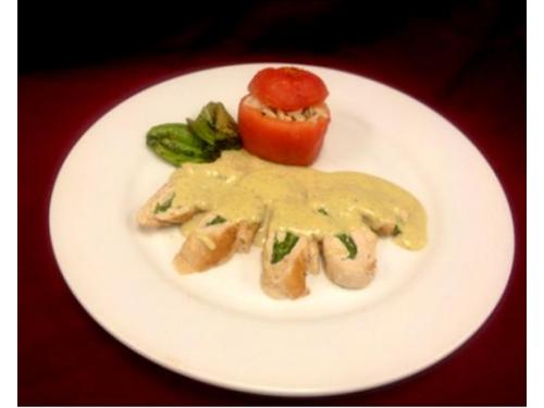 Pechuga de pollo relleno de espinaca