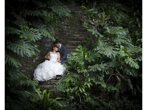 Romántica foto en escalinata