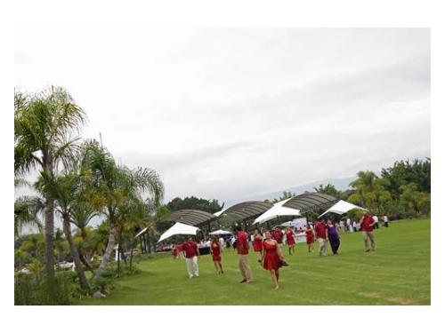 Invitados en jardín