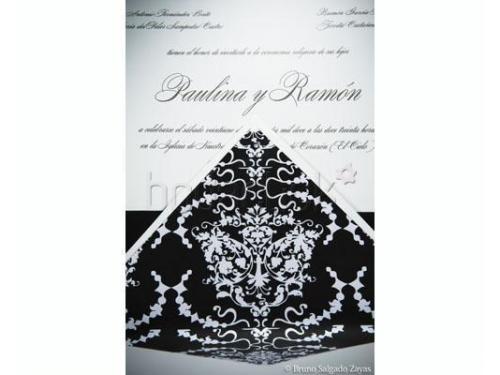 Invitación de bodas blanco y negro