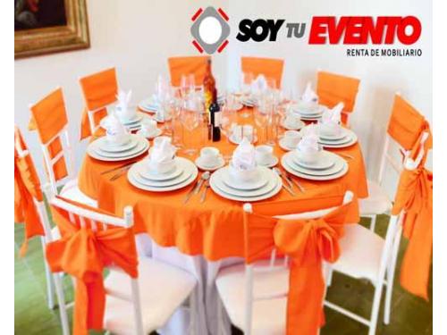 Mesa redonda naranja