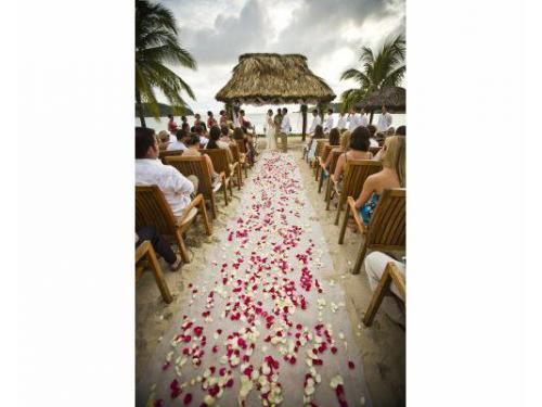 Camino al altar con pétalos