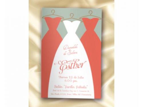 Invitación en tonos coral y menta