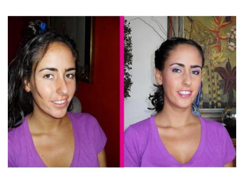 Antes y después: arreglo excelente de maquillaje para la novia