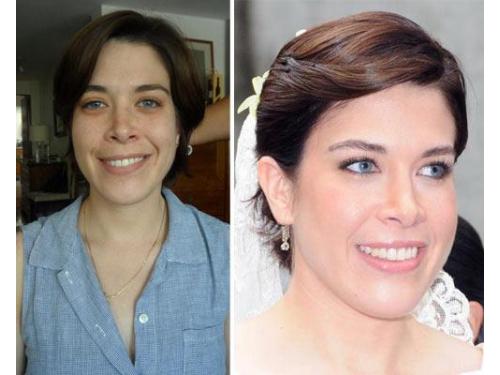 Antes y después del peinado y maquillaje
