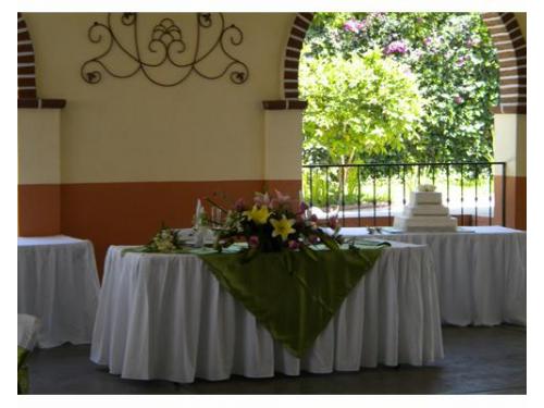 Mesa de novios en satín verde