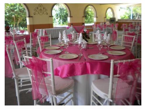 Organza fuscia y silla tiffany blanca