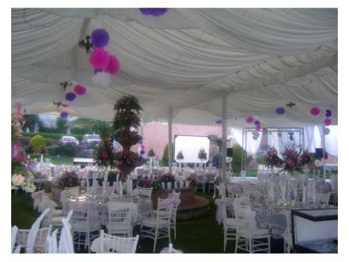 Esferas decorando la carpa