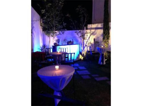 Barra iluminada en jardín