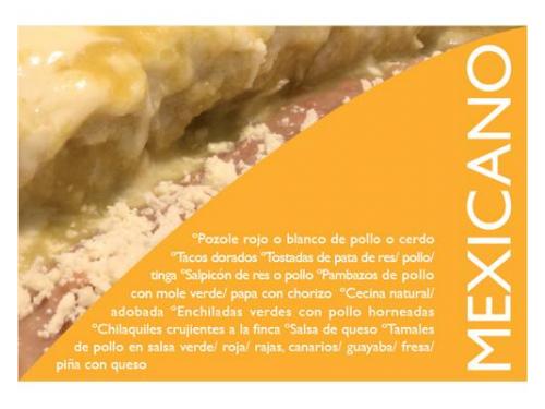 Menú mexicano para todo tipo  de  eventos