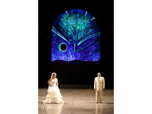 Novios sobre escenario