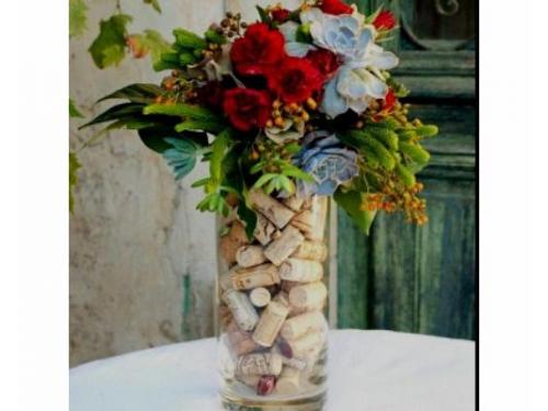 Arreglo floral con base de madera