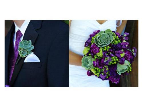 Combinacion en ramo y boutonniere