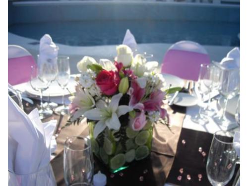 Centro de mesa boda en color rosa