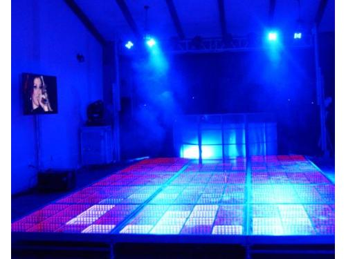 Pista de baile y ambientación con maquina de humo