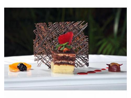 Pastel con rejilla de chocolate