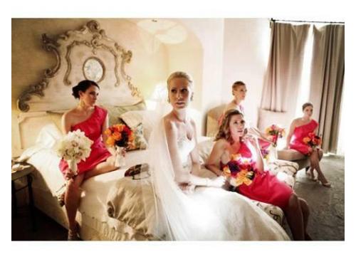La novia con las damas ya listas