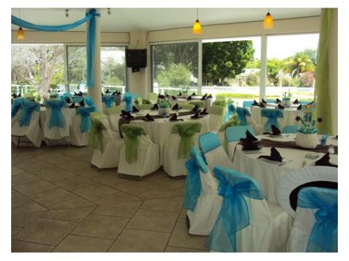 Montaje de boda blanco y azul