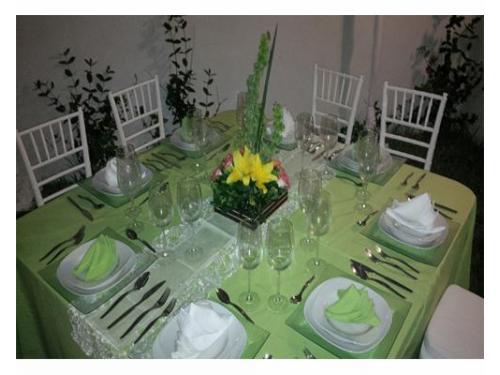 Montaje con mantelería verde