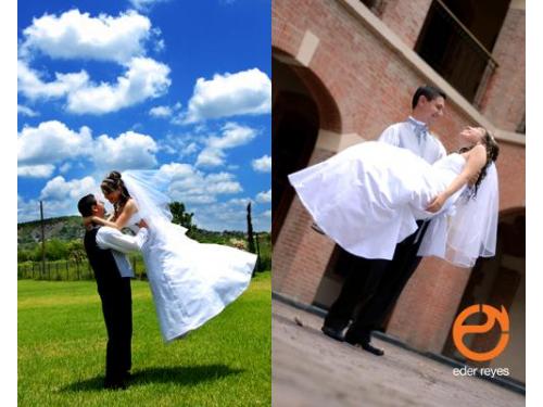 Novio cargando a la novia