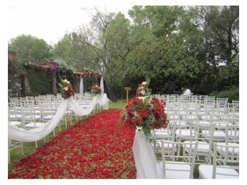 Camino al altar con pétalos