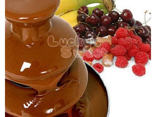 Fuente de chocolate y frutas