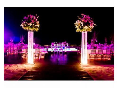 Recepción con flores y gran iluminacón