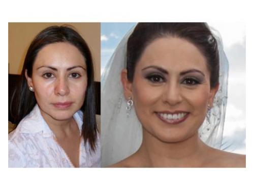 La novia luciendo su rostro