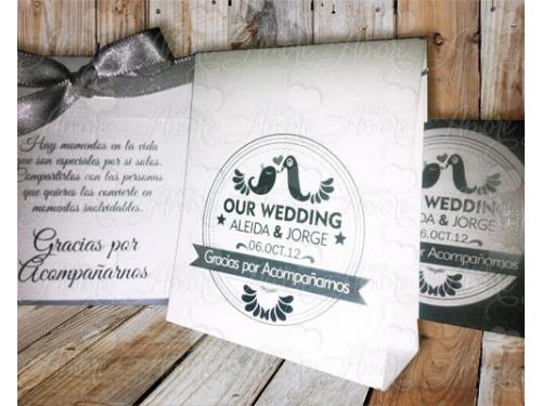 Dulcero para boda
pajaritos, blanco y negro