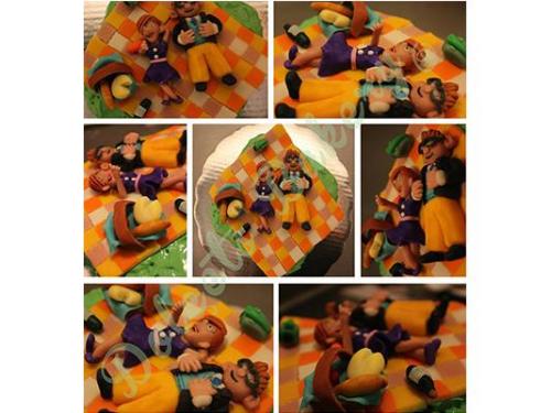 Pastel con personajes