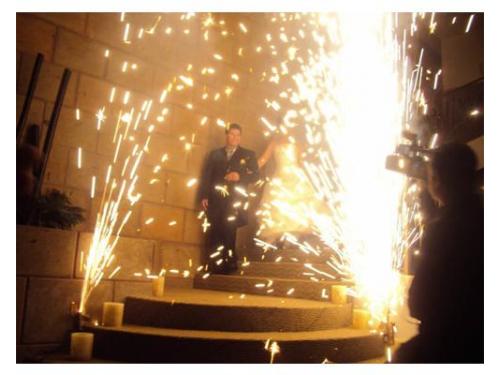 Recibimiento con pirotecnia