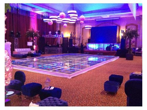 Pista de baile de cristal y mobiliario lounge