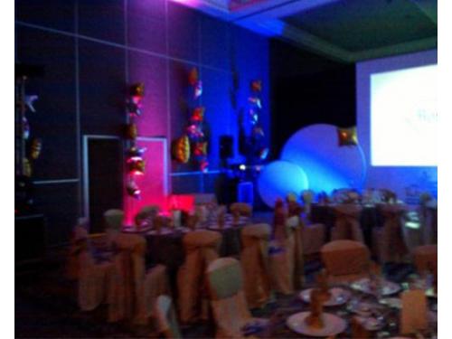 Decoración con iluminación y pantallas