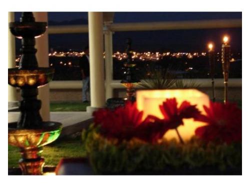 Las flores y una fuente