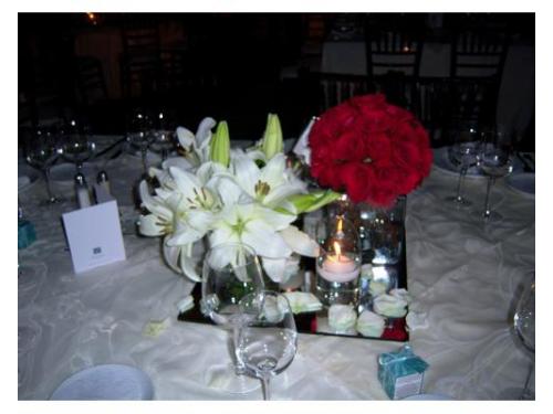 Centro de mesa con espejos