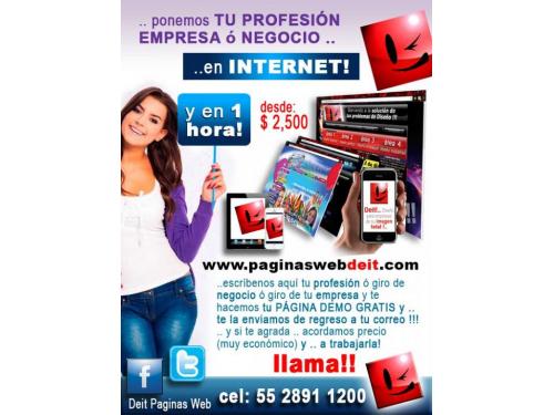 Ponemos tu empresa, negocio o profesión en Internet!  marca al cel 55 2891 1200