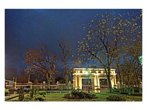 Vista de la iluminación en jardín