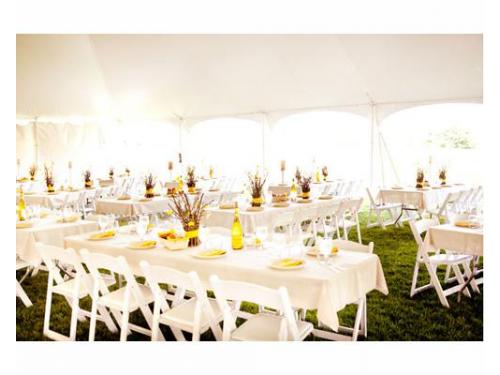 Montaje en el jardín con carpa