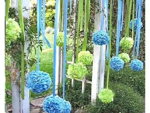 Pom pom flor de papel para exteriores