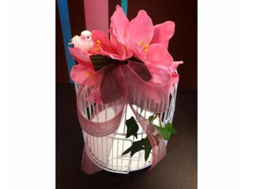 Jaula con flor y pajarito