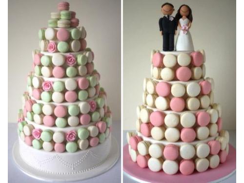 Macarrones en blanco y rosa para tu boda