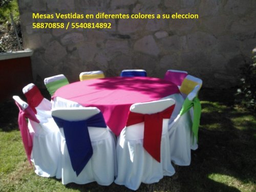 Mesa redonda vestida varios colores